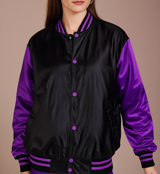 Hatch Sports Women Satin Jacket Black/Purple Hatch Sports