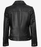 Women's Black Cowhide Leather Jacket – Premium Genuine Leather Coat