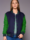 Hatch Sports Woman Jacket Wool+Leather Navy Blue/Green Hatch Sports