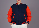 Hatch Sports Woman Jacket Wool+Leather Navy Blue/Red Hatch Sports
