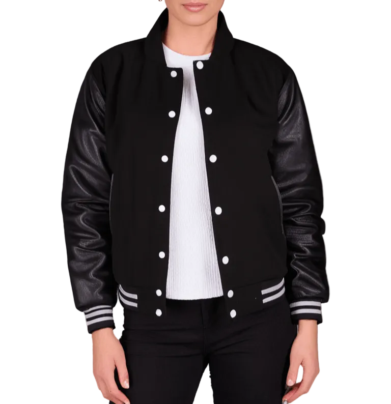 Hatch Sports Women Hoodie Wool+Leather Black Grey Line Hatch Sports