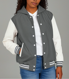 Hatch Sports Women Hoodie Wool Body Grey/White