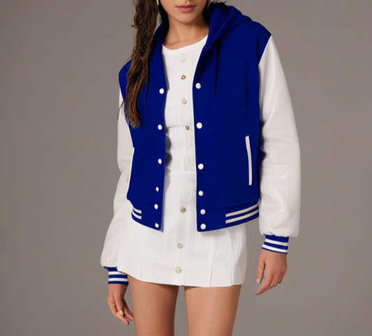 Hatch Sports Womens Hoodie Wool+Leather Blue/White Hoodie Hatch Sports