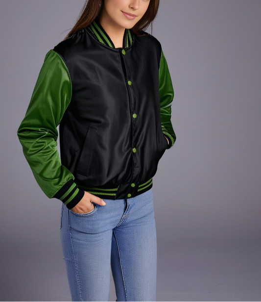 Hatch Sports Women Satin Jacket Black/Green Hatch Sports