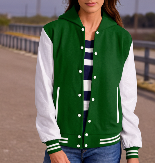 Hatch Sports Women Hoodie Wool+Leather Green/White Hatch Sports
