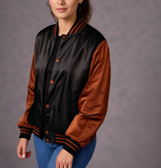 Hatch Sports Women Satin Jacket Black/Brown Hatch Sports