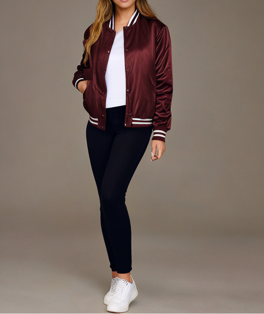 Hatch Sports Women Satin Jacket Maroon Hatch Sports