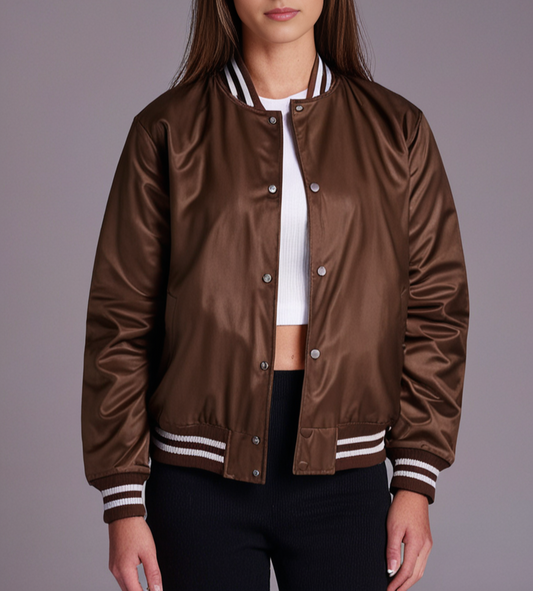 Hatch Sports Women Satin Jacket All Brown Hatch Sports