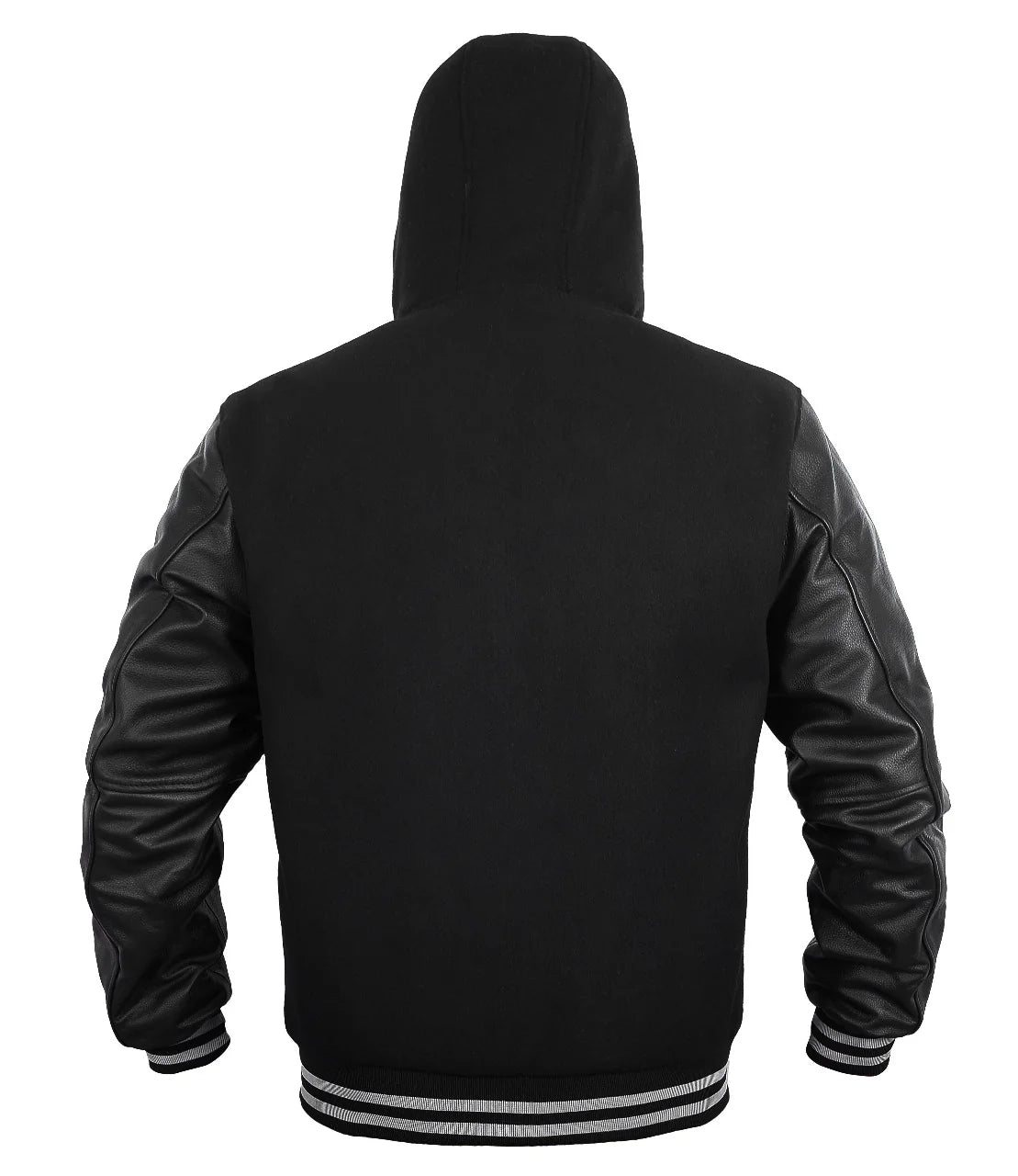 Hatch Sports Women Hoodie Wool+Leather Black Grey Line