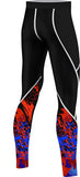 Mens Compression Thermal Workout Fitness Skin Tights Gym Yoga Running Pants with colorful design.