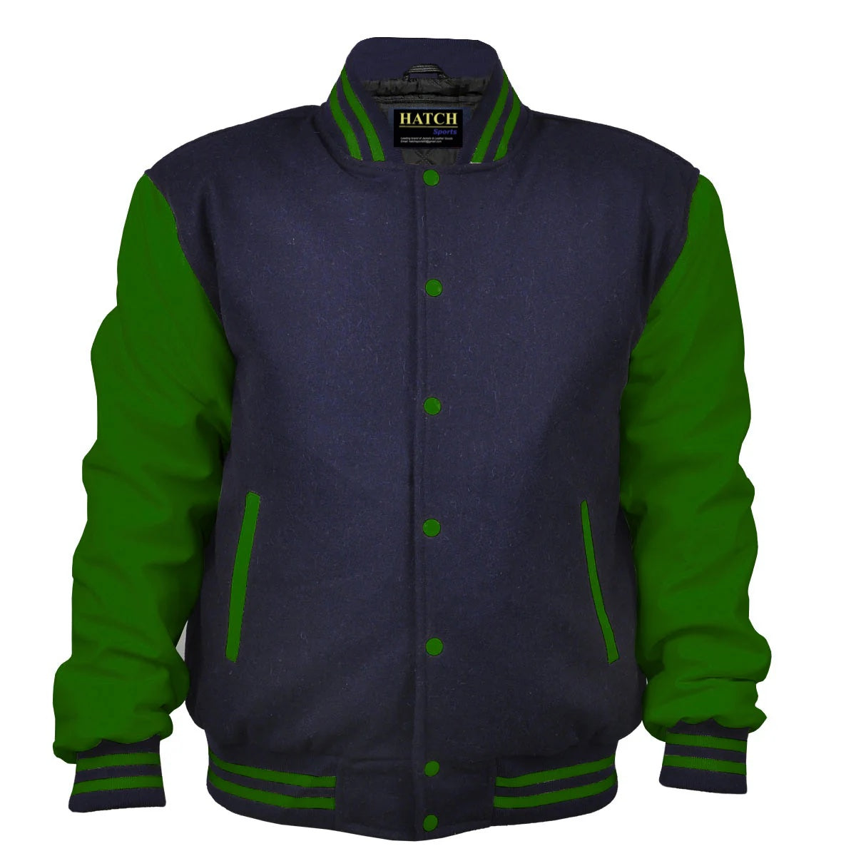 Hatch Sports Woman Jacket Wool+Leather Navy Blue/Green