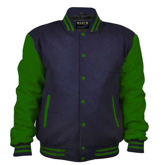 Hatch Sports Woman Jacket Wool+Leather Navy Blue/Green