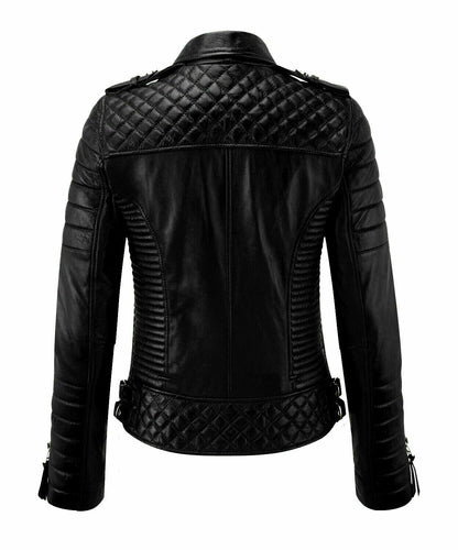 Hatch Sports Women's Black Motorcycle Biker Jackets Cafe Racer Retro Slim Fit Jackets